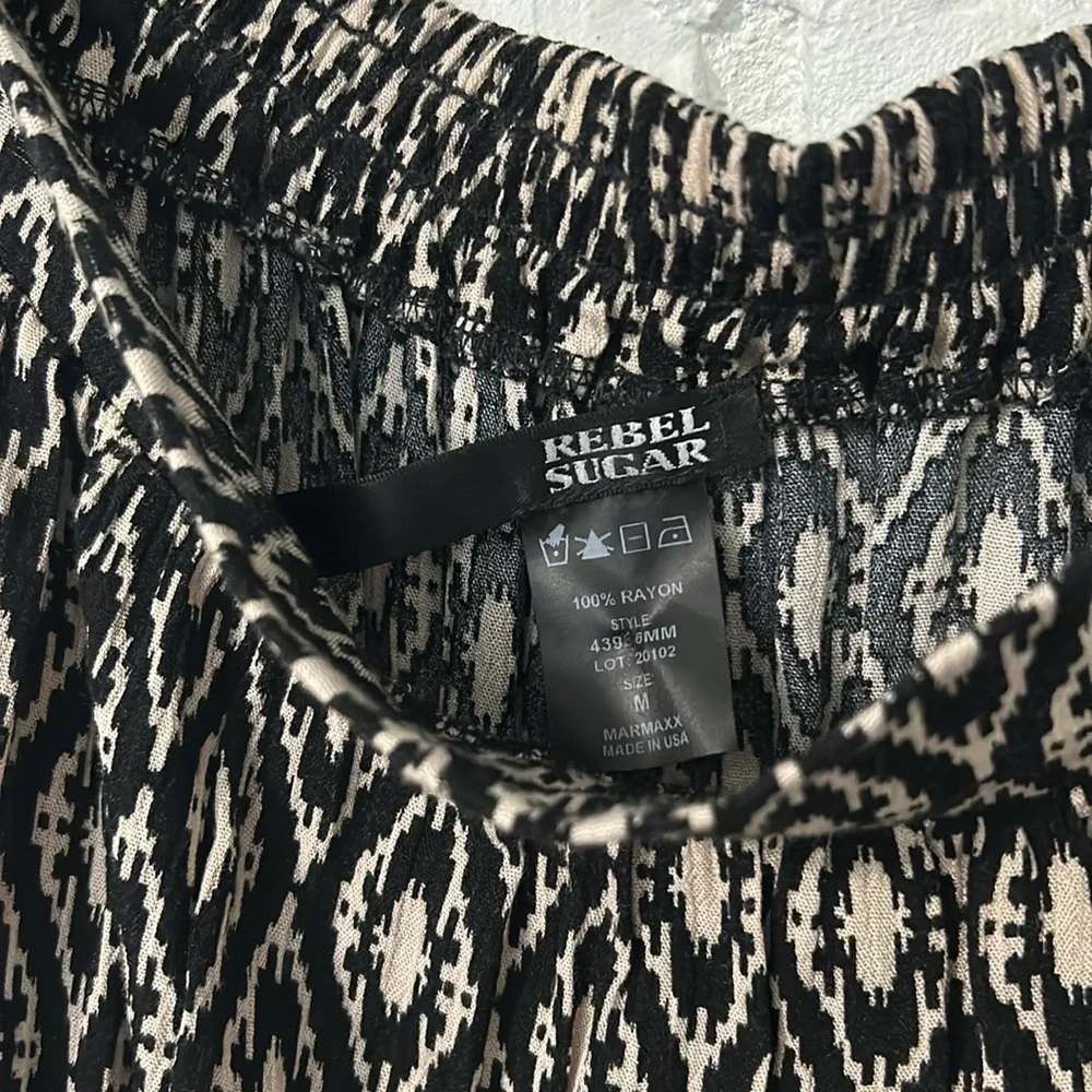 Rebel Sugar Boho Maxi Skirt Size Medium Black White Tribal Print Flowy size M